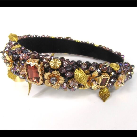 AMANDA II Rhinestones Alloy Headband AMETHYST - PURPLE COLOR - Picture 7 of 7